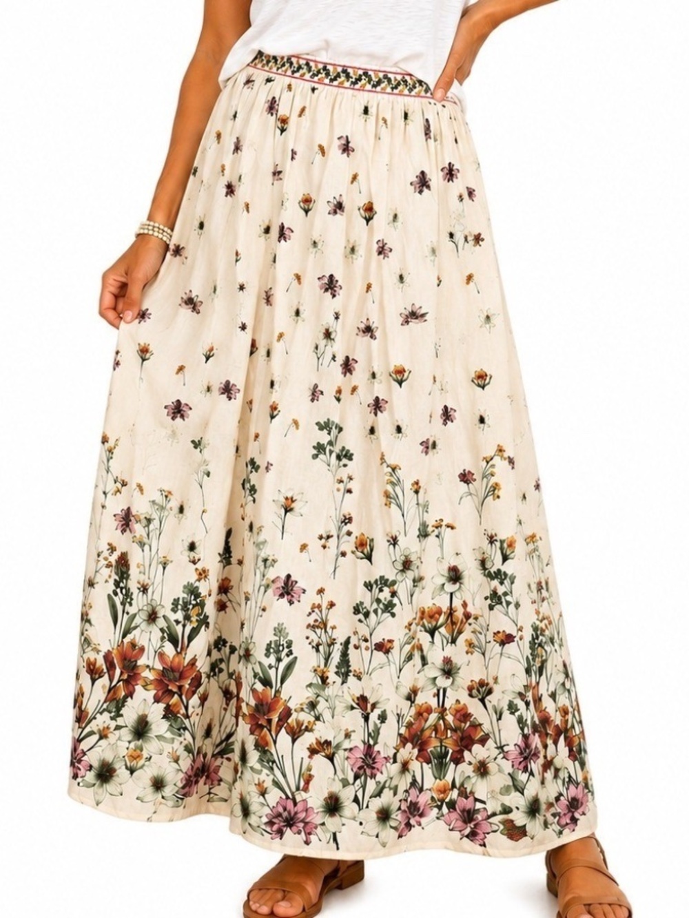 Max Studio London border print midi/maxi skirt NWOT